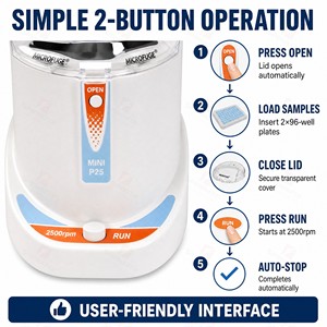 Centrífuga de Laboratorio Científica <span class=keywords><strong>Digital</strong></span> LCD de 2500 rpm, Capacidad para 2 Placas PCR, 500xg RCF, para Tiras ELISA y Tubos - Product Image 3