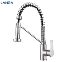 Robinet extractible à ressort en céramique en acier inoxydable 304, style américain, chaud/froid, rotatif, le plus vendu pour le commerce extérieur