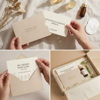Tarjeta de Agradecimiento Personalizada para Salón de Belleza con Funda, Inserto para Embalaje Postventa de Productos para el Cuidado de la Piel