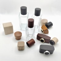 Botella de perfume de madera de Fresno natural para el Medio Ambiente tapas de madera personalizadas D28 * H30MM