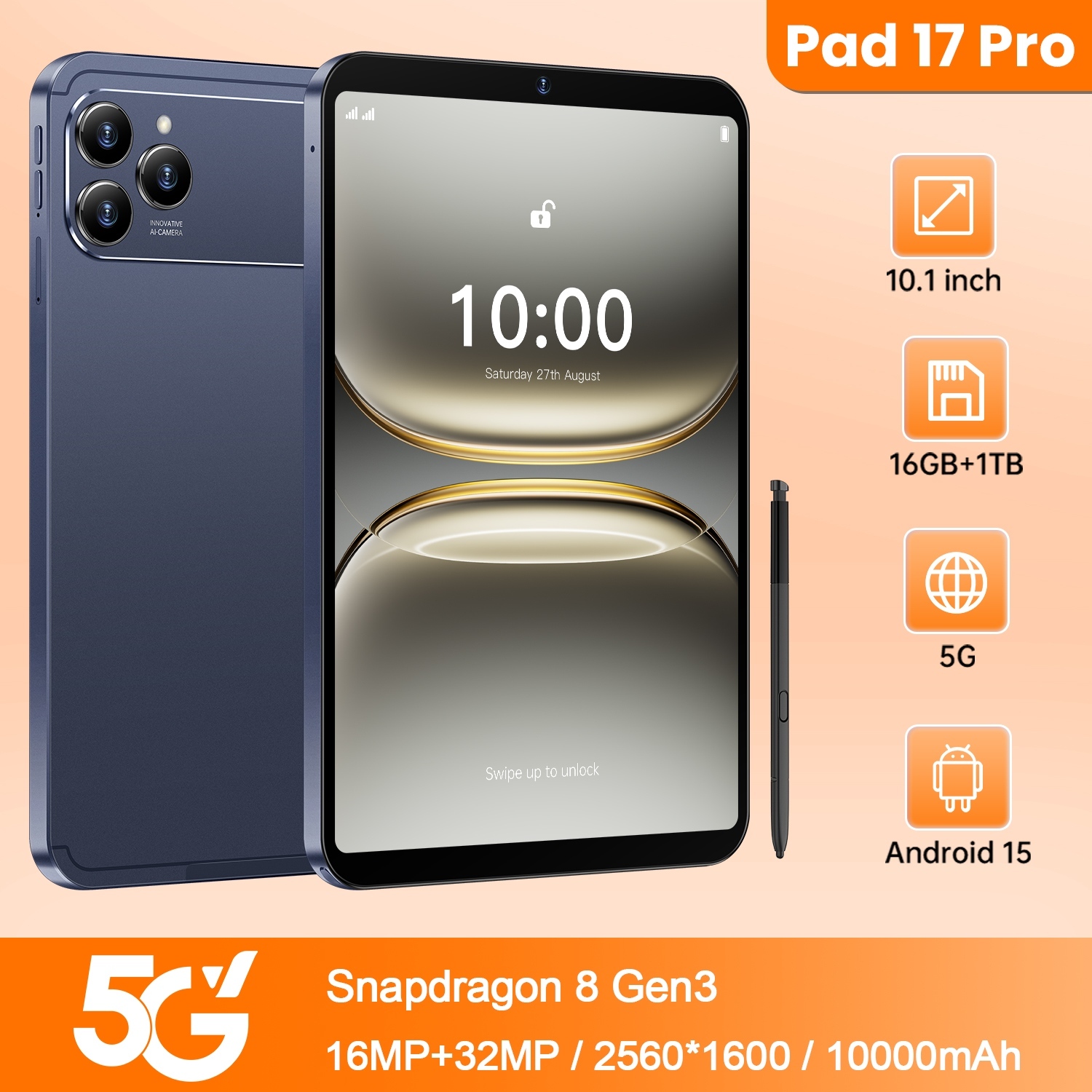 Pad 17 Pro 5G Tablet PC 16GB New MTK Octa Core Capacitive Screen