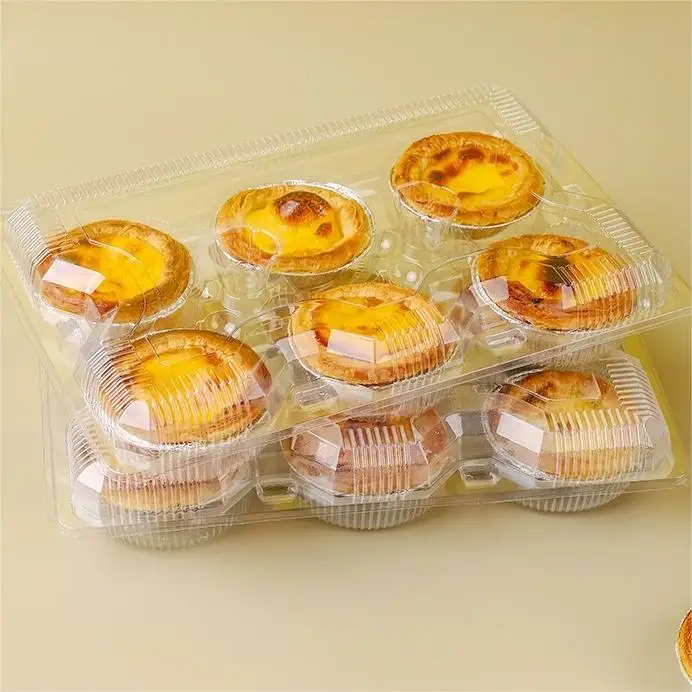 Yumurta Tart ambalaj 2-9 delik için fabrika doğrudan PET tek kullanımlık plastik saklama kutuları