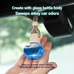 Diffuseur de parfum pour voiture, pendentif en verre avec bouchon en bois, huiles essentielles Océan, Gulong, Jasmin, Citron, Shangri-La, décoration - Product Image 4