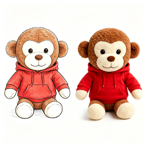 Simpatico <span class=keywords><strong>Peluche</strong></span> Scimmia con Cappuccio alla Moda, in Tessuto Premium di Alta Qualità - Product Image 3