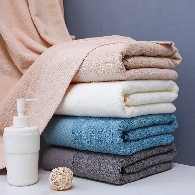 Toalla de algodón peinado 100% algodón 40s, color liso, grueso, sin caída de lana, se puede personalizar el LOGO, Cara de algodón puro