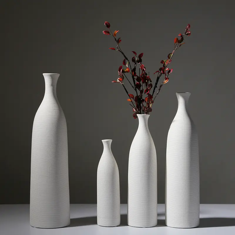 Custom Nordic Ins White Ornaments Flower Vases Big Ceramic Home Decor