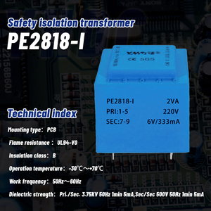 Transformador de Montaje en PCB Sellado con Epoxi YHDC PE2818-I, 2VA, 110/220/230/380V CA, Bajo Ruido, Clase B, Aislamiento, Certificado CE/RoHS - Product Image 2
