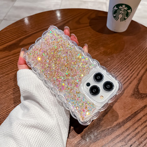 Colle brillante nouvelle coque de téléphone pour Iphone15 Pro <span class=keywords><strong>Max</strong></span> 13 14 pro paillettes poudre motif ondulé antichute pour Iphone 15 Plus étui - Product Image 6