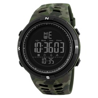 Montre sport numérique SMAEL 1915, camouflage tendance, résistante à l'eau, chronographe en plastique pour homme, affichage LED, alarme, chronomètre, 5 BAR