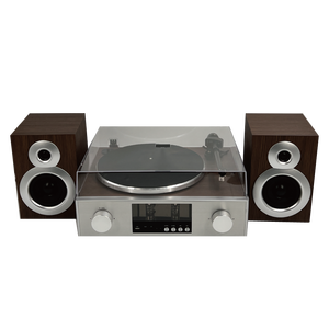 Tocadiscos de Vinilo de Alta Fidelidad <span class=keywords><strong>con</strong></span> Preamplificador de Tubos, Altavoces Externos de Repisa, Reproductor de Discos <span class=keywords><strong>con</strong></span> Transmisión por Correa para Sistema de Audio en Casa - Product Image 2