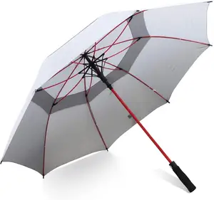 廉价Pongee促销品牌定制标志防风自动直筒大高尔夫球伞户外流行