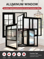 Fenêtres coulissantes verticales à double battant Landsharp, insonorisées, à rupture de pont thermique, en aluminium, avec grilles intérieures, design personnalisé