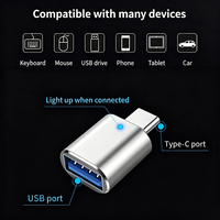 Cantell 2026 Adaptor OTG LED Tipe-C Baru, Konverter USB Tipe C Jantan ke USB Betina, Adaptor USB3.0, Adaptor Pengisian Daya Tipe C