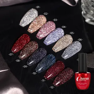 12 Color Glitter Shiny Gel Nail Polish Art Crystal UV Gel Bundi Powder Diamond Glitter Soak Off Nail Polish