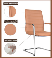 Prix de luxe moderne brun Pu chaise en cuir sièges pour bureau loisirs salon sans roues salle d'attente chaises visiteurs