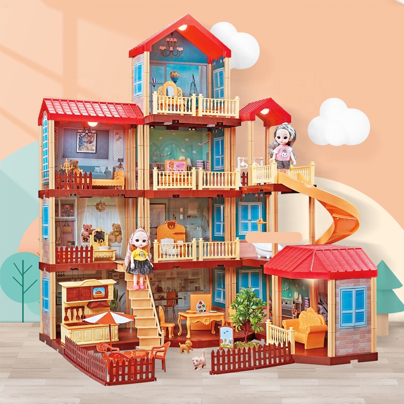 Высококачественные кукольные домики с мебелью и аксессуарами, имитация детского игрового домика, кукольный домик по низкой цене