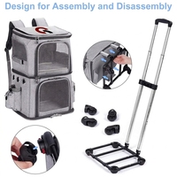 Sac à dos poussette pour animaux de compagnie, léger, durable, pliable, en Oxford, double couche, avec roues, pour les voyages en plein air, OEM ODM