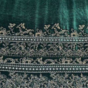 <span class=keywords><strong>Tissu</strong></span> élégant de broderie de perles de <span class=keywords><strong>pavillon</strong></span> d'or de velours pour des robes d'automne hiver vêtements de soirée formels de femmes - Product Image 3