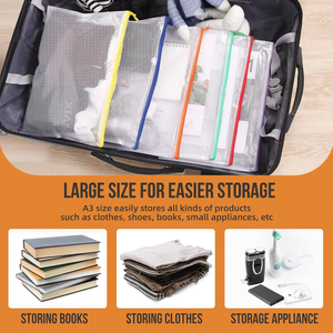 Bolsa <span class=keywords><strong>de</strong></span> malla con cremallera A3/A4/A5/A6, bolsa para documentos, carpetas impermeables con cremallera, material escolar y <span class=keywords><strong>de</strong></span> <span class=keywords><strong>oficina</strong></span>, estuche para lápices, bolsas <span class=keywords><strong>de</strong></span> almacenamiento con logotipo - Product Image 5