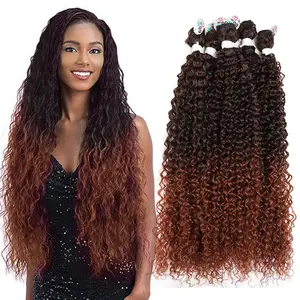 Synthetic Hair Bundles With Closure Extensions Afro Kinky Curly Long Natural Water Wave Ombre Blonde Soft Super Long Hair Weave