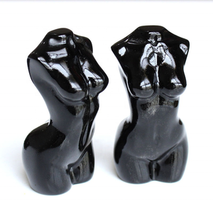ナチュラルブラック黒曜石クリスタルマンモデル裸の彫刻クリスタル女性の体の像 - Product Image 4