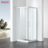 Cloison de douche en verre trempé coulissante, verre revêtu, type L rond, pour salle de bain, hôtel, ingénierie, export, vente en gros