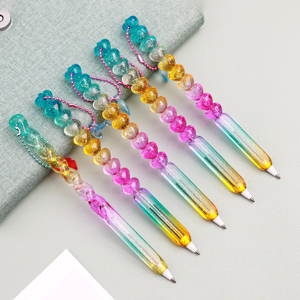 पेंडेंट बॉलपॉइंट पेन को रचनात्मक रंगीन फ्राइड आटा ट्विस्ट ग्रेडिएंट DIY आकार संयोजन थोक उपहार फ्लैश पेन पेंडेंट पसंद है