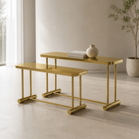 Ensemble de tables de présentation en acier inoxydable doré poli, coins arrondis, pour magasin de détail, fabrication OEM ODM