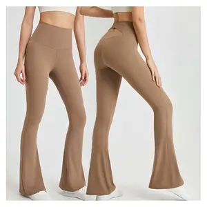 Individuelle LULU-Hose breite taille rückenförmig hohl elastisch po heben eng slim stilvoll Yoga ausgestellte Hosen Legging für Damen