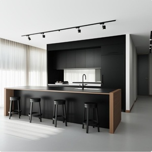 Tengce OEM Solid <b>Wood</b> L Shape Modern Flat Panel Kitchen <b>Cabinet</b> and Customized <b>Storage</b> Kitchen Furniture Model Tc573 - Product Image 4