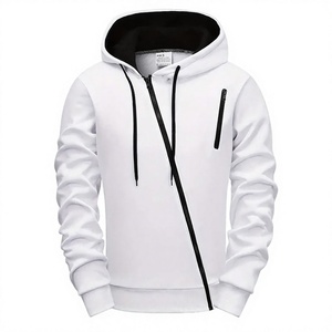 Ensemble survêtement GURUNA-Z-INDUSTRY pour homme, sweat-shirt à capuche blanc zippé, pantalon noir, couleur unie, vêtements décontractés d'hiver, manches longues - Product Image 3