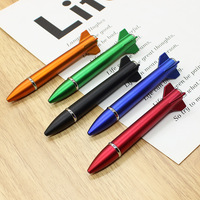 Stylo de dessin animé créatif avec logo de petite fusée 0.5/0.7mm, jouet rotatif en plastique à bille en forme de missile 1.0mm pour simulation de carrosserie