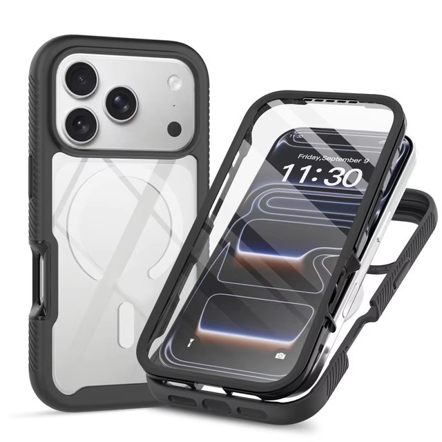 Hot Sale 360 Full Cover TPU PC Screen Protector Phone Case with Magnetic Protective Back Cover Case for iPhone 17 Pro Max Air