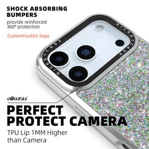 Étui de téléphone magnétique personnalisé en argent miroir de luxe haut de gamme Aikusu pour iPhone 17 16 15 Pro Max - Product Image 3