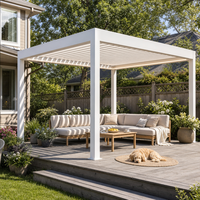 Pavillon de jardin de luxe en aluminium avec toit à lamelles réglables et éclairage LED