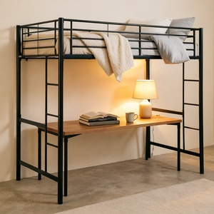 Black Metal Twin Loft Bunk <b>Bed</b> Ladder <b>Bed</b> <b>Frame</b> Upholstered <b>Platform</b> <b>Bed</b> 4 Storage Drawers Bedroom Apartment - Product Image 3