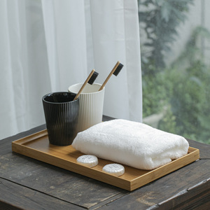 Bamboo <b>Tray</b> Rectangle Medium Size Natural Wood Color Polished Finish Multi Purpose <b>Storage</b> For Bathroom Toilet Countertop - Product Image 3