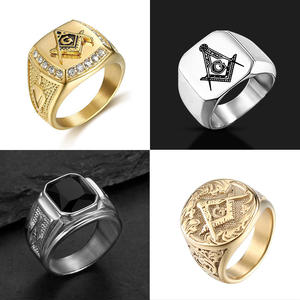 빈티지 프리메이슨 반지 316L 스테인리스 스틸 레트로 펑크 메이슨 남성 반지 프리메이슨 AG 종교 반지 - Product Image 1