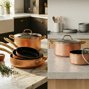 FT-601 Gilded Forged Cookware Set 12 Piece Non Stick Oven Safe Hand Wash Only Stove And Gas Stove Compatible - Product Image 1