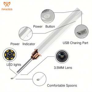 Removedor de cera eléctrico para oídos Pakiss con selección de oídos y cuchara de limpieza Sensor CMOS 5MP 30FPS Transmisión - Product Image 3