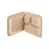 Boîte à compartiments en bagasse de canne à sucre de haute qualité, jetable, biodégradable, micro-ondable, 9 pouces, pour usage hôtelier et restauration rapide
