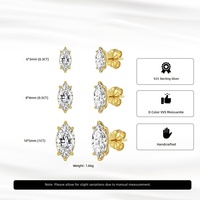 LEPAI – boucles d'oreilles en Moissanite de couleur D VVS, coupe Marquise, en argent Sterling 925, ton or, bijoux fins pour femmes, élégants pour mariée
