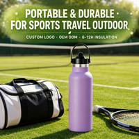 Bouteille d'eau portable à double paroi en acier inoxydable 304 avec dégradé personnalisé, 16 oz, anti-fuite, sans BPA, grande ouverture, pour le sport et le camping