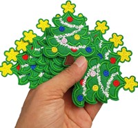 Patch brodé Arbre de Noël de dessin animé, Applique Noël colorée avec boule et étoile pour veste, chapeau, sac à dos d'enfants, costume d'hiver, cadeau
