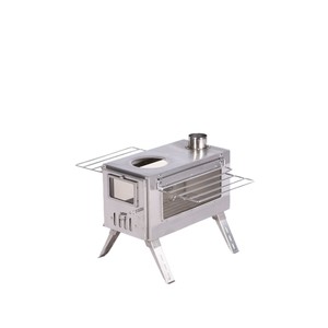 Portable Stainless Steel Camping <b>Stove</b> With Grill And Oven For Outdoor Use Firewood Fuel Silver Color - Product Image 4