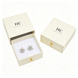Exquisite Signature Style Earring Box Sliding Matchbox Design Custom Artwork Printed Rigid Jewelry Sleeve Box Wholesale Factory - Product Image 2
