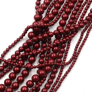 5810 Crystal Bordeaux Pearl 538 Swar Ovski Red Color 3mm 4mm 6mm 8mm Glass Pearl Loose Beads For Jewelry Making