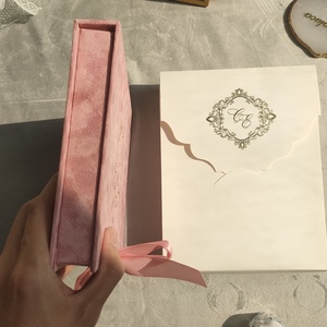 Vanilla Printing Elegant Velvet Acrylic <b>Wedding</b> Invitation <b>Box</b> & <b>Card</b> Set with Gold Foil Luxury Packaging - Product Image 1