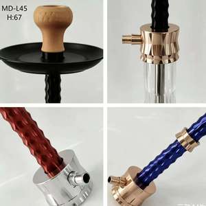 MD-L45 67cm Chicha Narguilé à Tige Torsadée, Base en Verre Transparent, Style Arabe avec Tige Colorée Remplaçable - Product Image 4