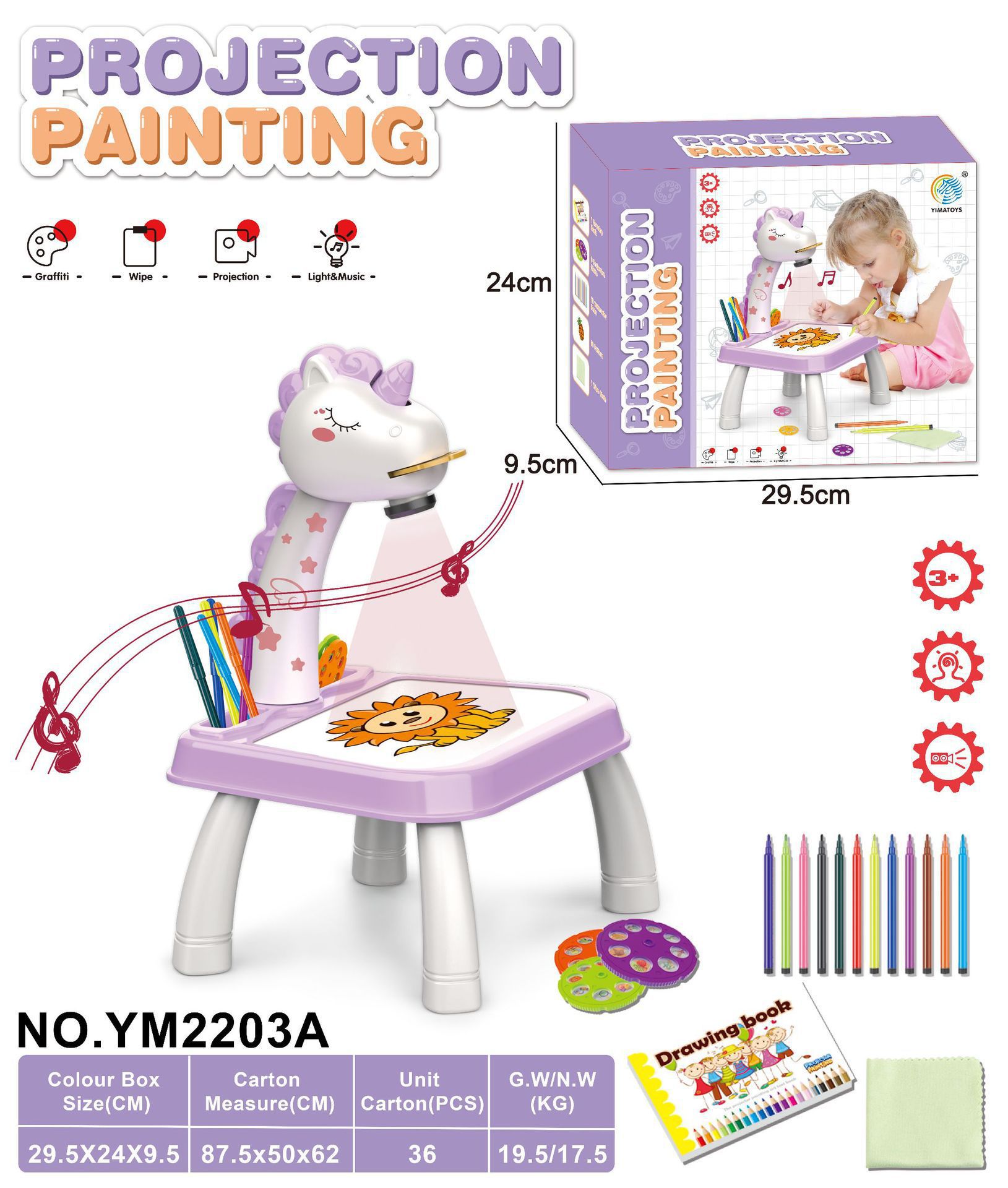 Table de projection Licorne - Violet